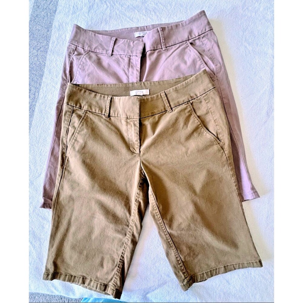 LOFT Mid Rise Bermuda Shorts Bundle, Women’s Sizes 4 & 6 —  Blush  and Tan